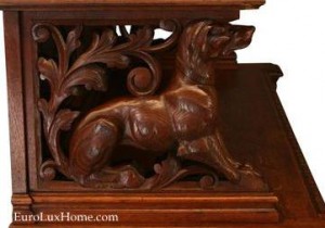 Carved dog antique french buffet
