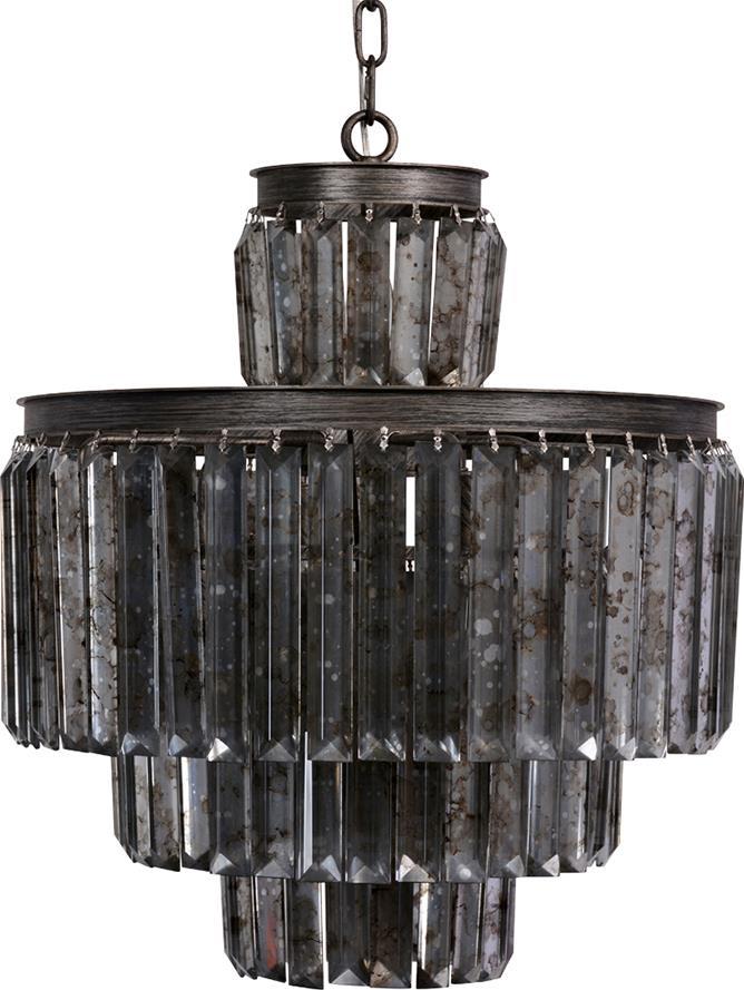 Bayfield Antique Silver Chandelier with Glass Pendants by Dovetail