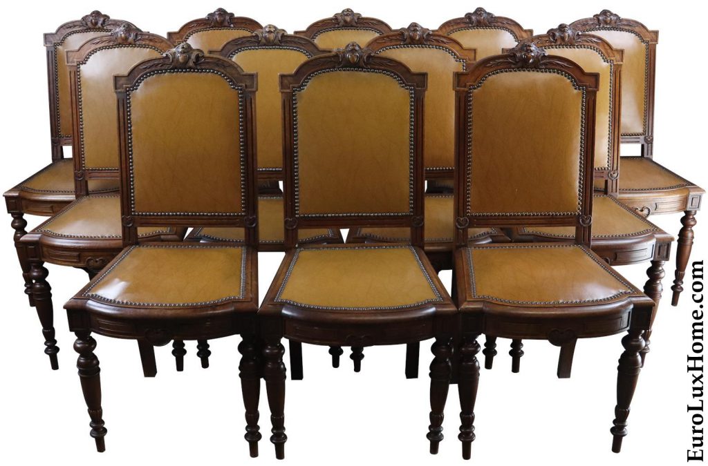 antique French Louis XVI dining chairs from EuroLuxHome.com