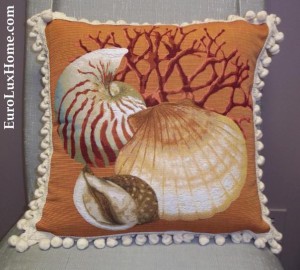 Orange shell throw pillow